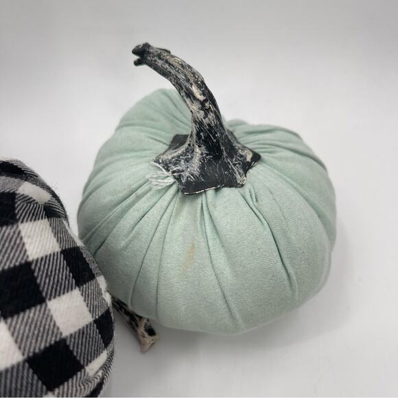 PUMPKIN Decor x 7 Home Buffalo Check Blue Table Mantel Fabric Gingham Fall - Picture 12 of 15